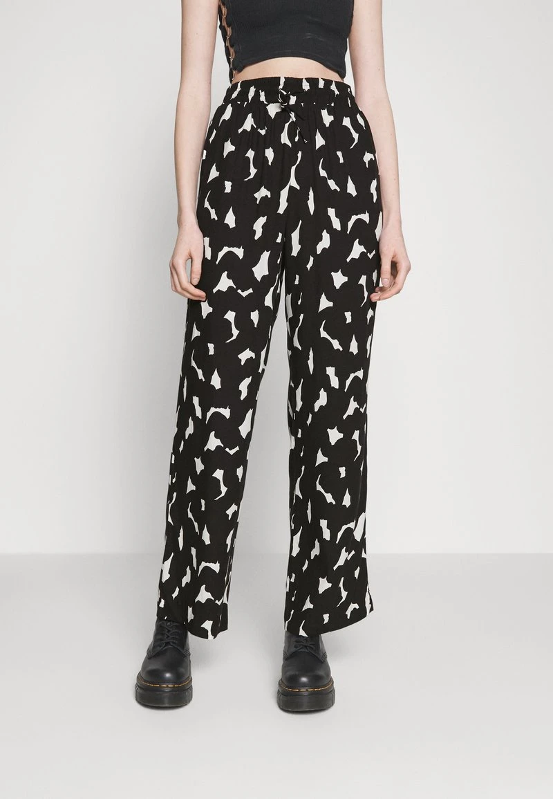 Monki LINNEA TROUSERS MOQ 1000 - Stoffhose - Big Scribble Black