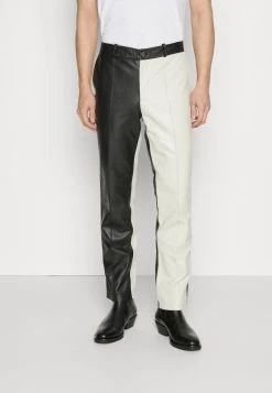 BILLIE TROUSERS - Lederhose - Black/off White