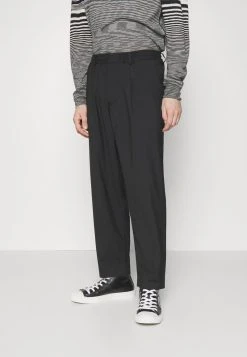 PLEATED TROUSERS - Stoffhose - Black