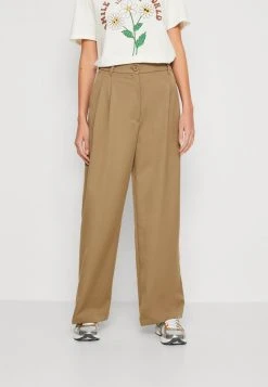 Monki GINNY TROUSERS - Stoffhose - Khaki Green Medium Dusty